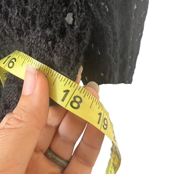 Vintage 90s Black Crochet Faux Fur Trim Ramie Mohair Blend Button Up Cardigan La - Picture 8 of 8